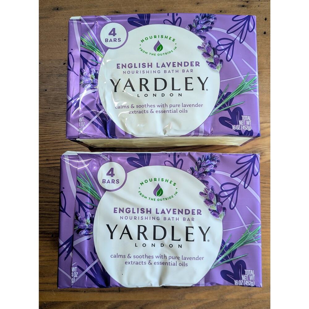 8 Bars Yardley English Lavender Bar Soap (Two 4 packs), 4oz bars, New, Sealed.